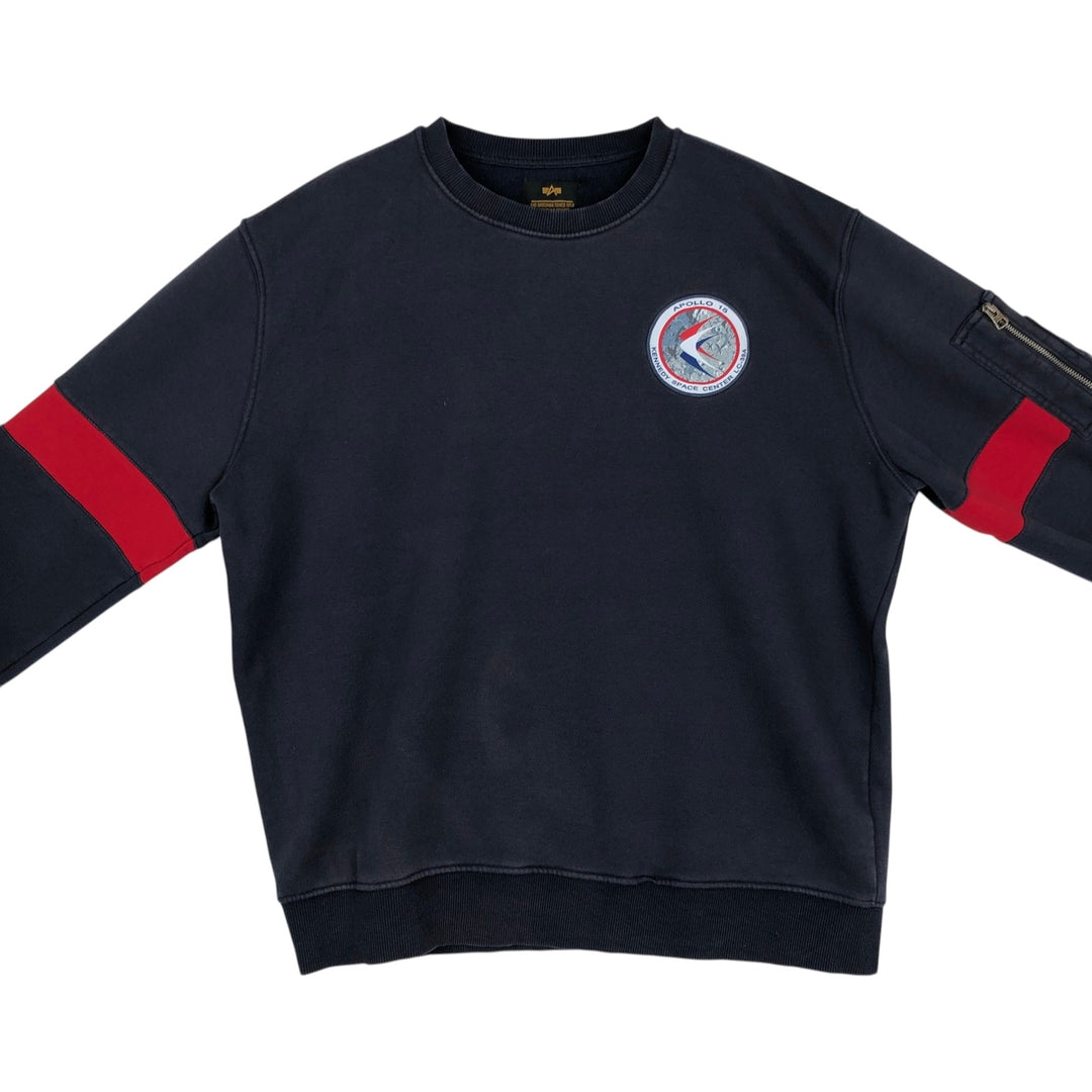 Alpha ALPHA NASA Advertising Sweatshirt Trainer Men's XL (approx.) cotton black type Vintage Second Hand