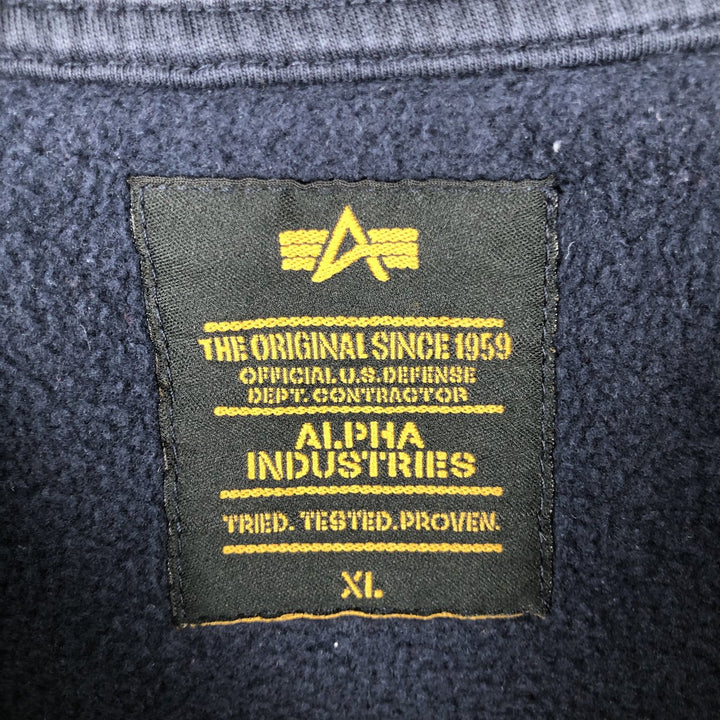 Alpha ALPHA NASA Advertising Sweatshirt Trainer Men's XL (approx.) cotton black type Vintage Second Hand