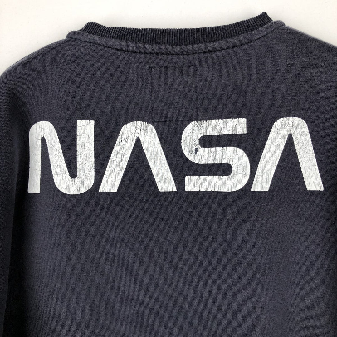 Alpha ALPHA NASA Advertising Sweatshirt Trainer Men's XL (approx.) cotton black type Vintage Second Hand