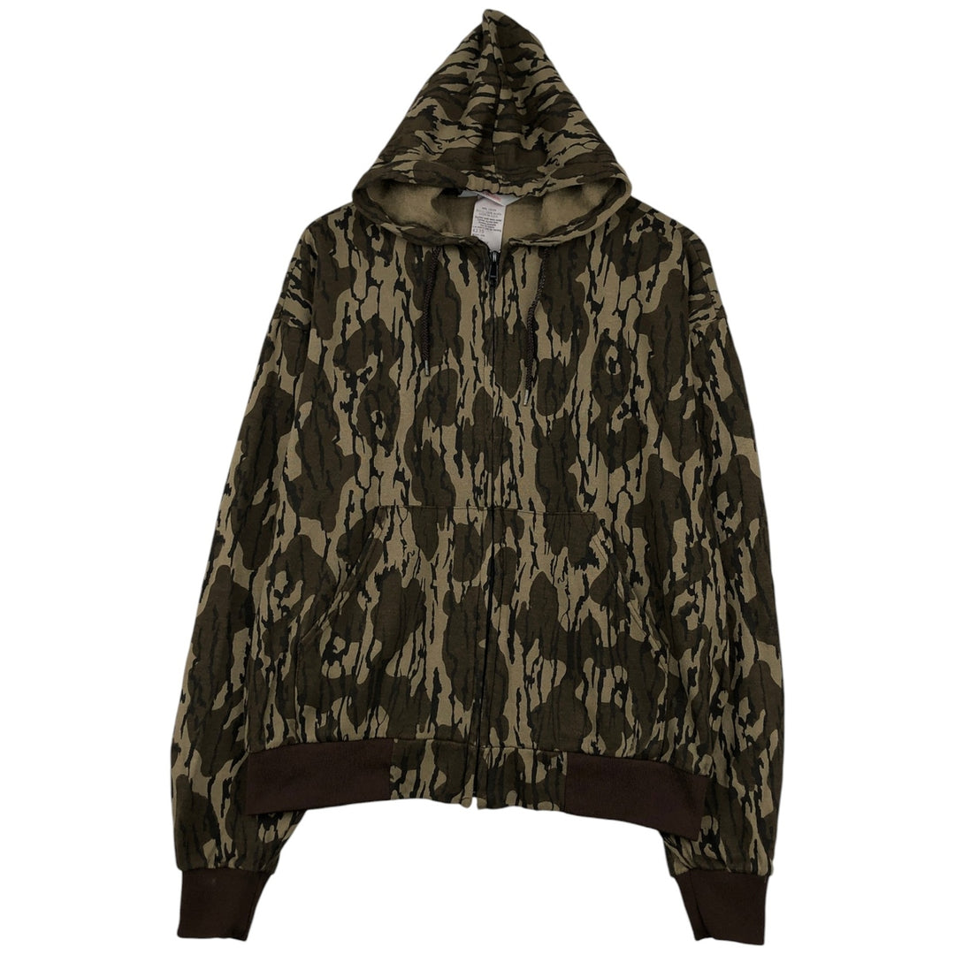 90'S GROSS GALESBURG OUTDOOR WEAR Camouflage Pattern Full-Zip Sweatshirt Hoodie, Made in USA, Men's XL equivalent, Vintage acrylic Khaki type Vintage Second Hand