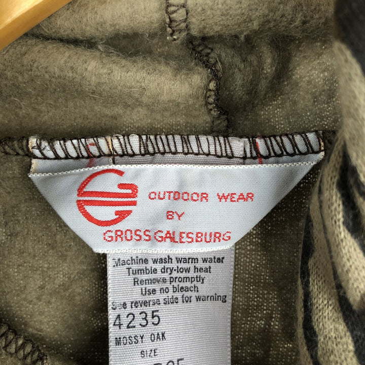 90'S GROSS GALESBURG OUTDOOR WEAR Camouflage Pattern Full-Zip Sweatshirt Hoodie, Made in USA, Men's XL equivalent, Vintage acrylic Khaki type Vintage Second Hand