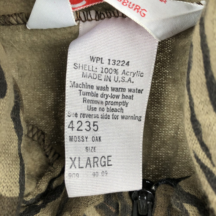 90'S GROSS GALESBURG OUTDOOR WEAR Camouflage Pattern Full-Zip Sweatshirt Hoodie, Made in USA, Men's XL equivalent, Vintage acrylic Khaki type Vintage Second Hand