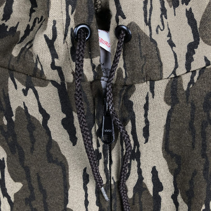 90'S GROSS GALESBURG OUTDOOR WEAR Camouflage Pattern Full-Zip Sweatshirt Hoodie, Made in USA, Men's XL equivalent, Vintage acrylic Khaki type Vintage Second Hand