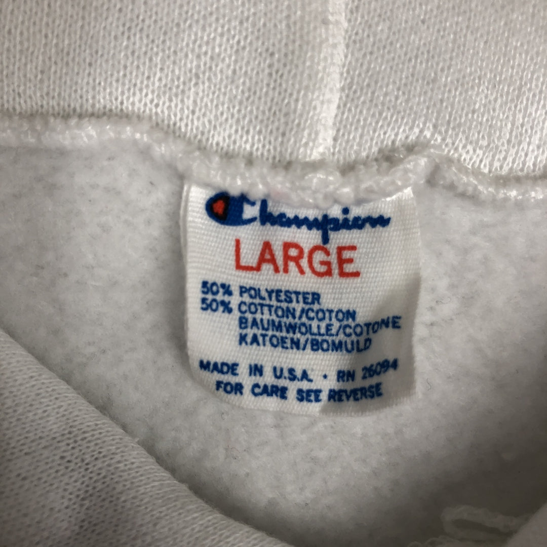 80'S Champion Tricolor Tag Triple Print College Sweatshirt Pullover Hoodie, Made in USA, Men's Size L (approx.) polyester white type Vintage Second Hand