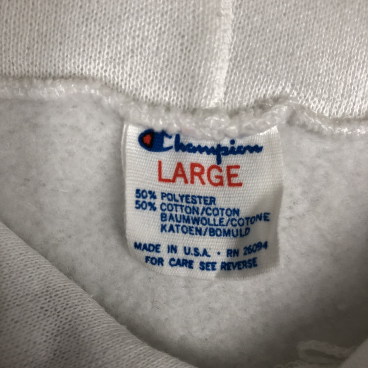 80'S Champion Tricolor Tag Triple Print College Sweatshirt Pullover Hoodie, Made in USA, Men's Size L (approx.) polyester white type Vintage Second Hand