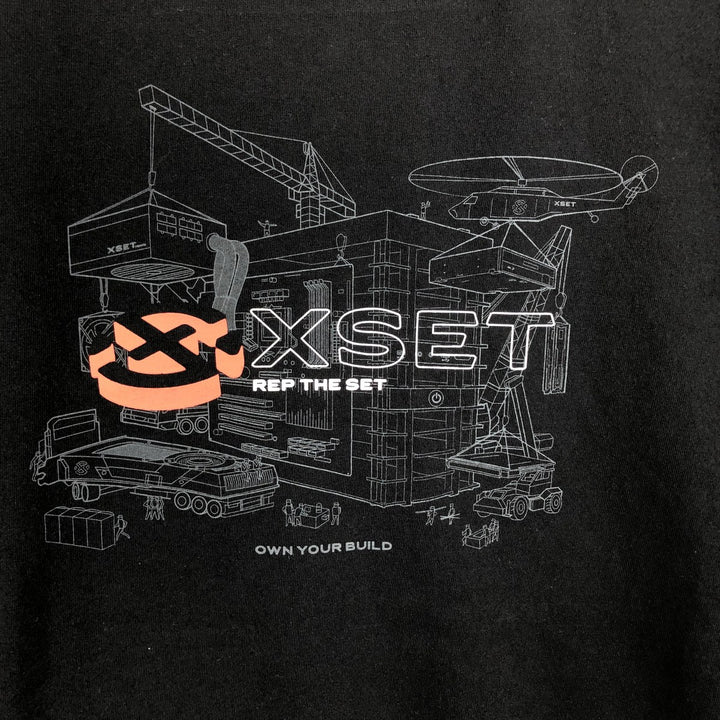 XSET Advertising T-Shirt, Made in USA, Men's Size L (equivalent) unclear white type Vintage Second Hand