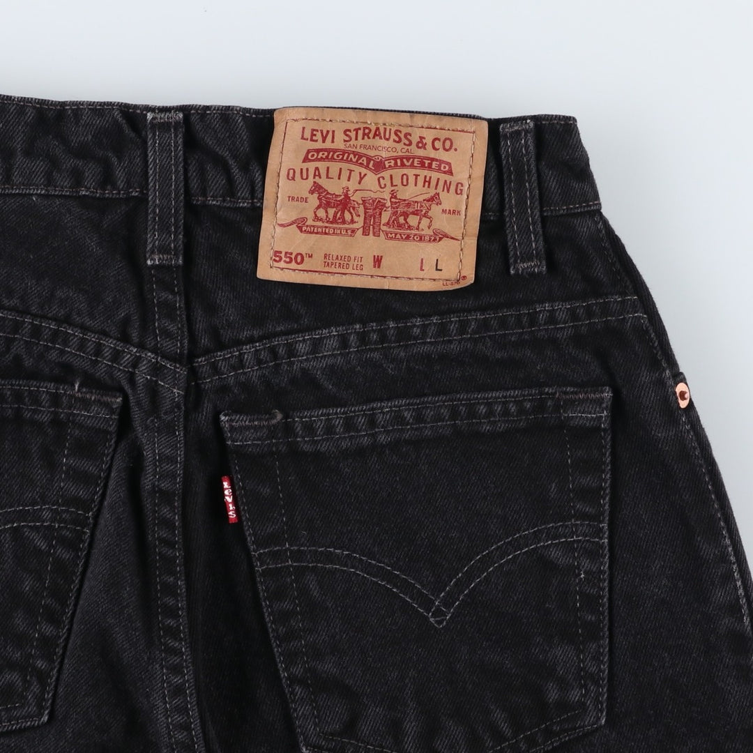 90'S Levi's 550 Relaxed Fit Tapered Leg 10550-0260 Black Denim Tapered Denim Pants, Women's Size M (W26 equivalent) cotton black type Vintage Second Hand