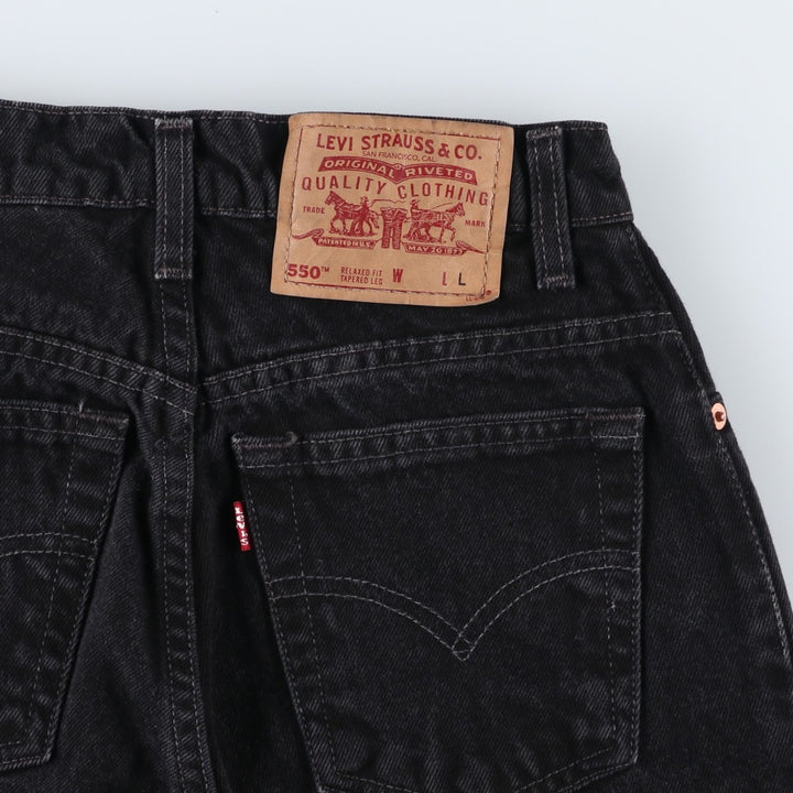 90'S Levi's 550 Relaxed Fit Tapered Leg 10550-0260 Black Denim Tapered Denim Pants, Women's Size M (W26 equivalent) cotton black type Vintage Second Hand