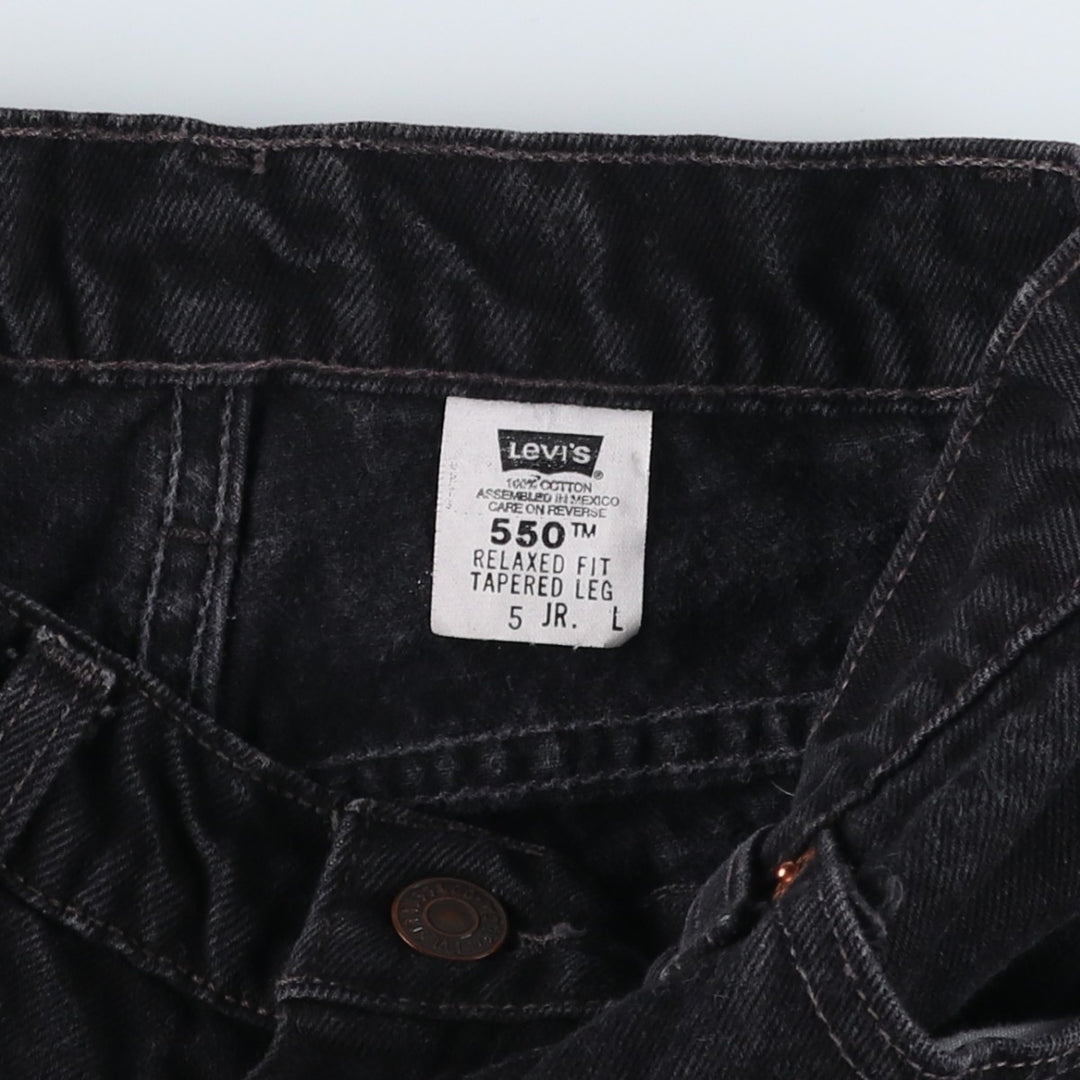 90'S Levi's 550 Relaxed Fit Tapered Leg 10550-0260 Black Denim Tapered Denim Pants, Women's Size M (W26 equivalent) cotton black type Vintage Second Hand