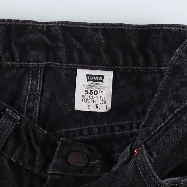 90'S Levi's 550 Relaxed Fit Tapered Leg 10550-0260 Black Denim Tapered Denim Pants, Women's Size M (W26 equivalent) cotton black type Vintage Second Hand