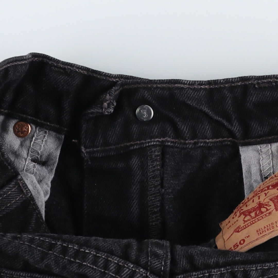 90'S Levi's 550 Relaxed Fit Tapered Leg 10550-0260 Black Denim Tapered Denim Pants, Women's Size M (W26 equivalent) cotton black type Vintage Second Hand