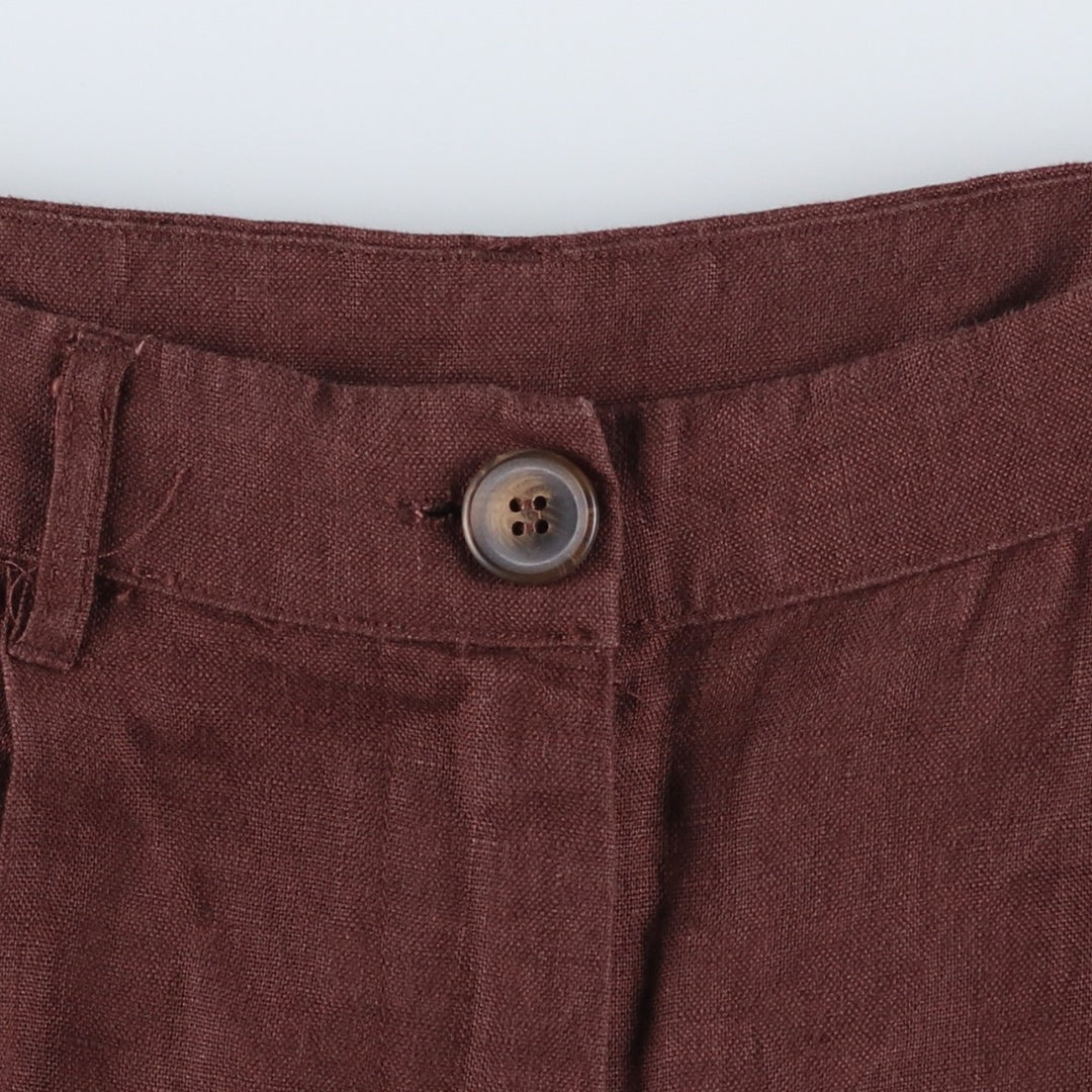 SUBTITLED One-Pleat Linen Pants, Slacks, Women's Size L (equivalent to W30) linen brown type Vintage Second Hand