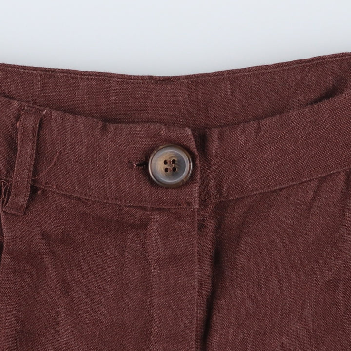 SUBTITLED One-Pleat Linen Pants, Slacks, Women's Size L (equivalent to W30) linen brown type Vintage Second Hand