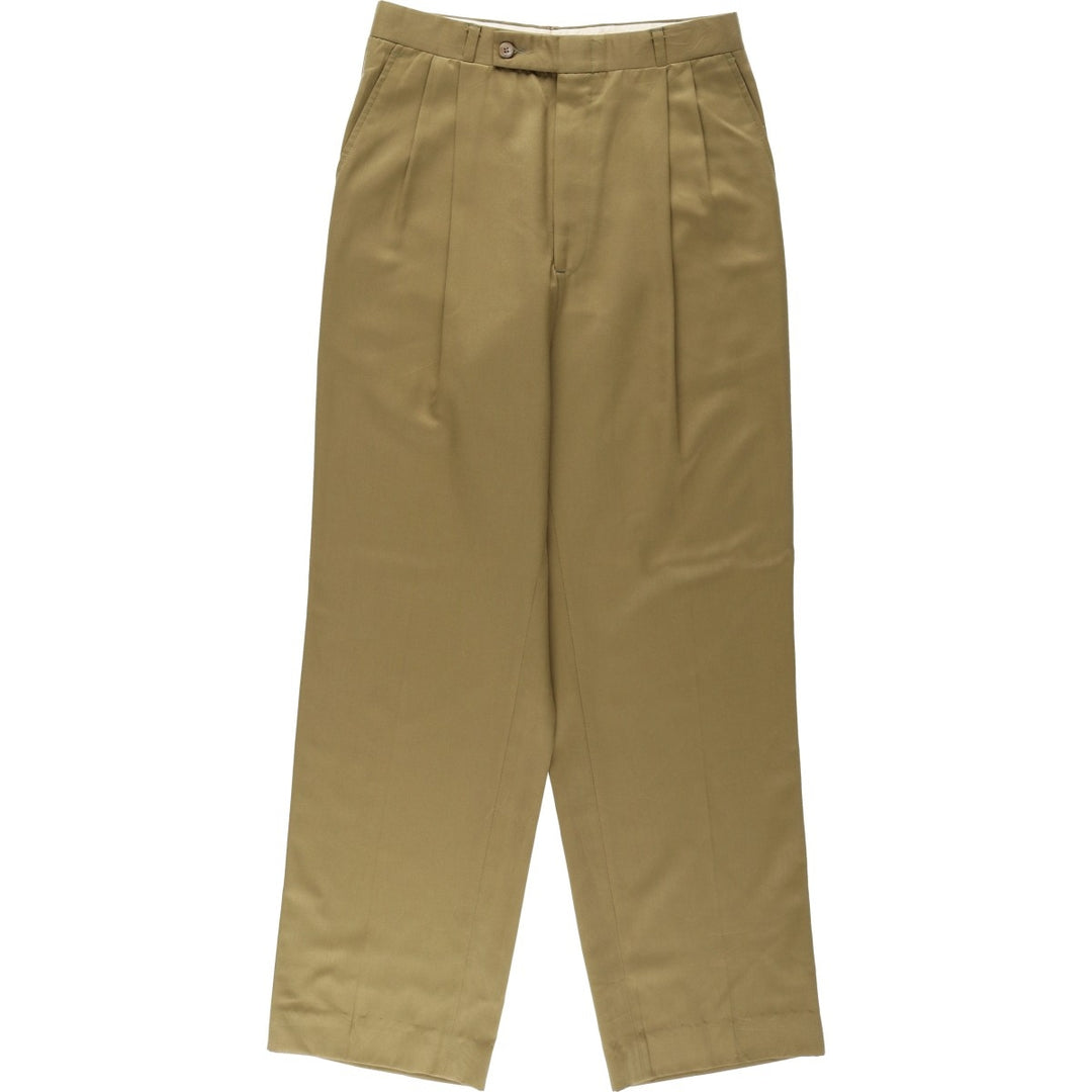 Vintage 90'S two-pleat slacks, women's size L (equivalent to W30). unclear Khaki type Vintage Second Hand