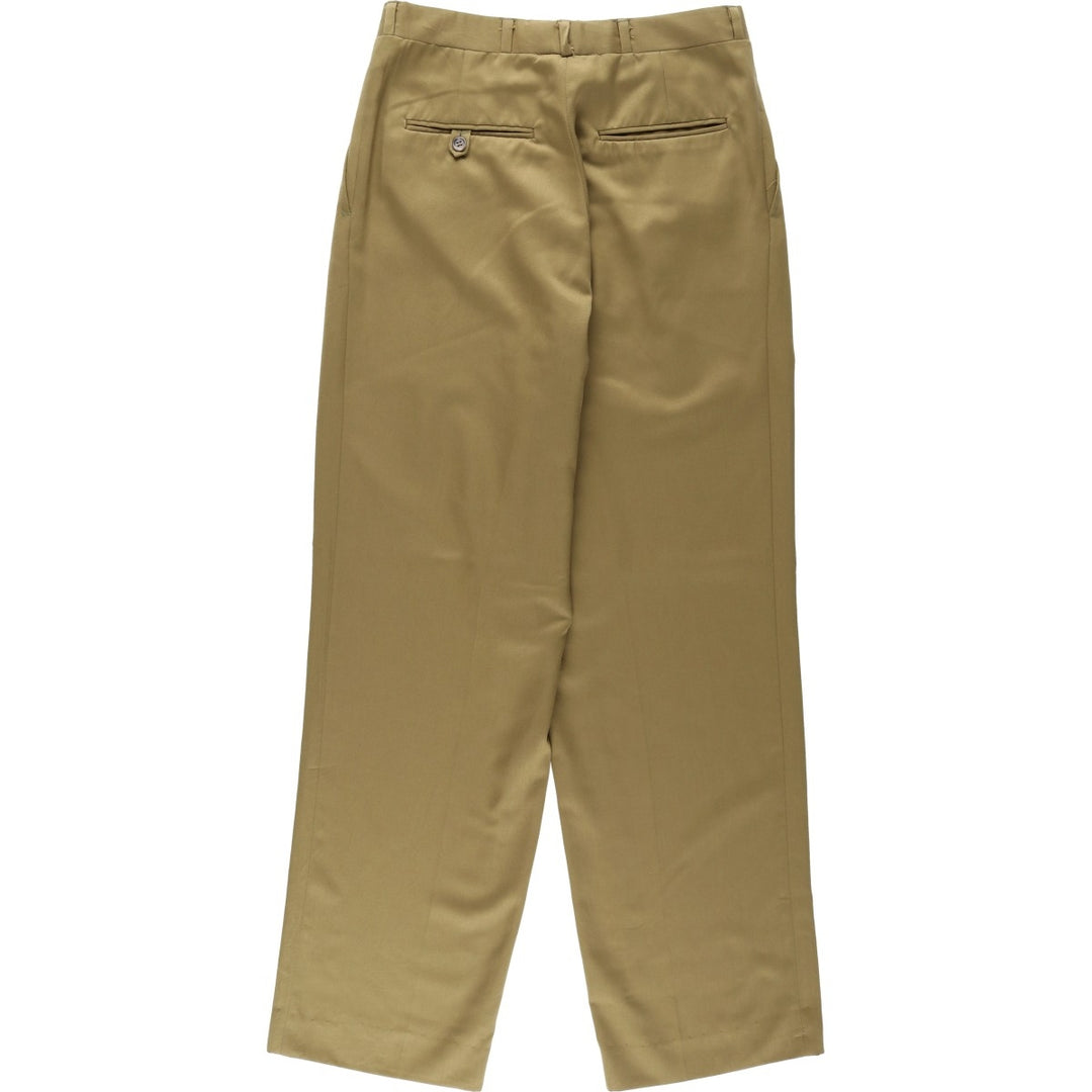 Vintage 90'S two-pleat slacks, women's size L (equivalent to W30). unclear Khaki type Vintage Second Hand