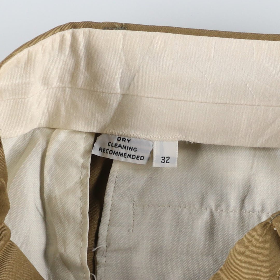 Vintage 90'S two-pleat slacks, women's size L (equivalent to W30). unclear Khaki type Vintage Second Hand
