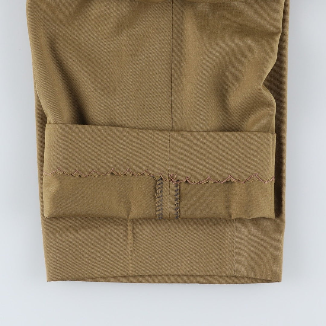 Vintage 90'S two-pleat slacks, women's size L (equivalent to W30). unclear Khaki type Vintage Second Hand