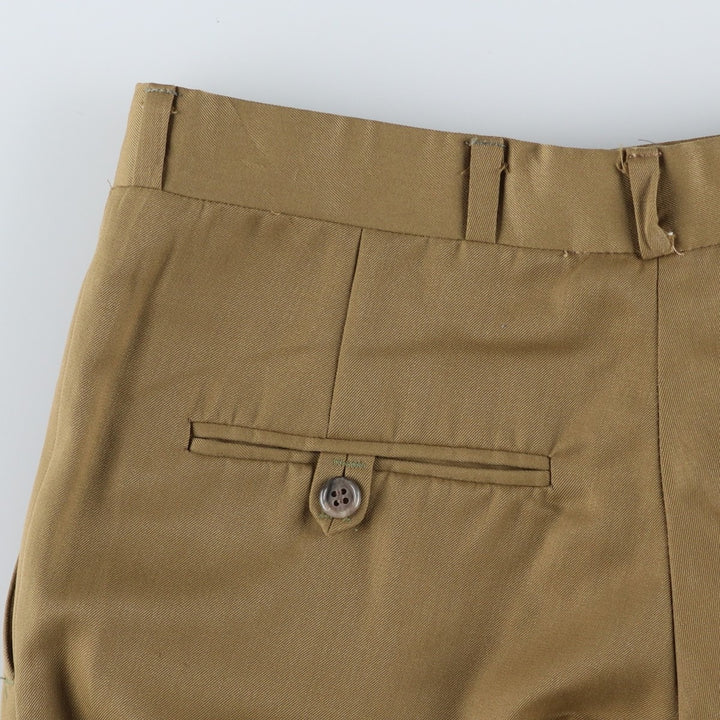Vintage 90'S two-pleat slacks, women's size L (equivalent to W30). unclear Khaki type Vintage Second Hand