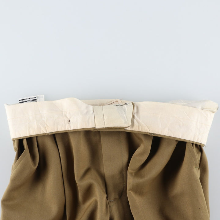 Vintage 90'S two-pleat slacks, women's size L (equivalent to W30). unclear Khaki type Vintage Second Hand