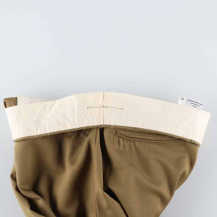 Vintage 90'S two-pleat slacks, women's size L (equivalent to W30). unclear Khaki type Vintage Second Hand