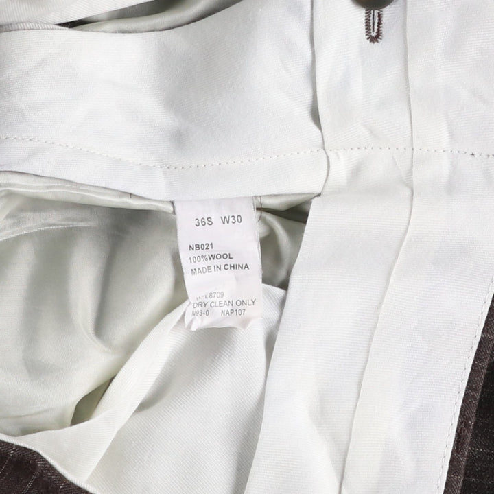 2000'S Nautica Stripe Pattern Two-Pleat Wool Slacks Pants Women's L (W30 equivalent) wool brown type Vintage Second Hand