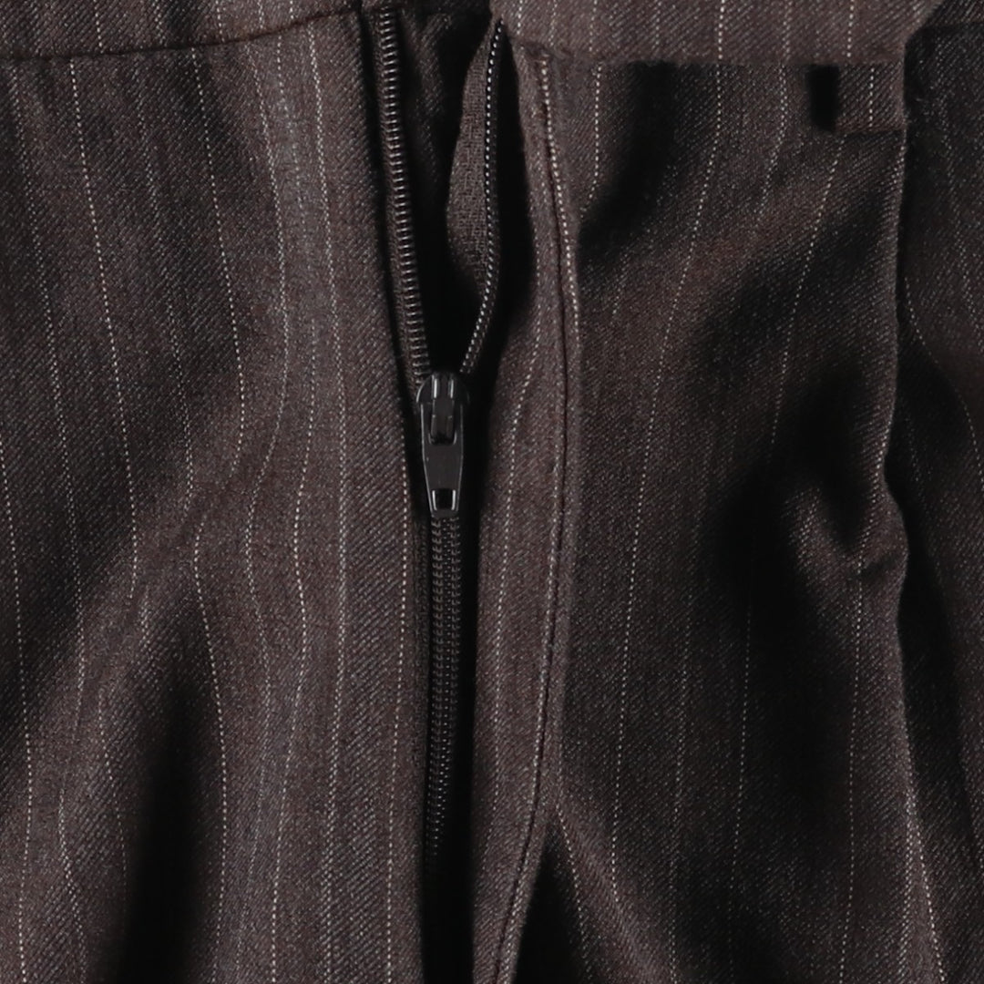 2000'S Nautica Stripe Pattern Two-Pleat Wool Slacks Pants Women's L (W30 equivalent) wool brown type Vintage Second Hand