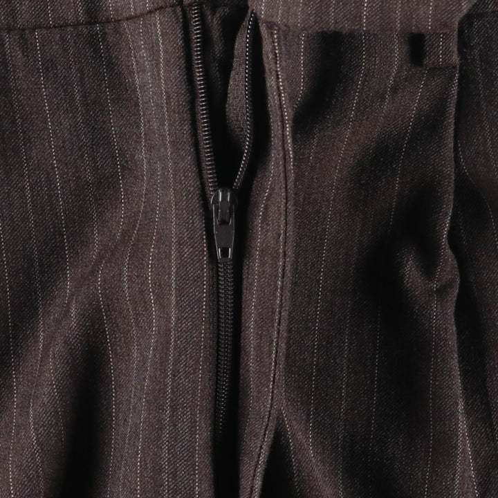 2000'S Nautica Stripe Pattern Two-Pleat Wool Slacks Pants Women's L (W30 equivalent) wool brown type Vintage Second Hand