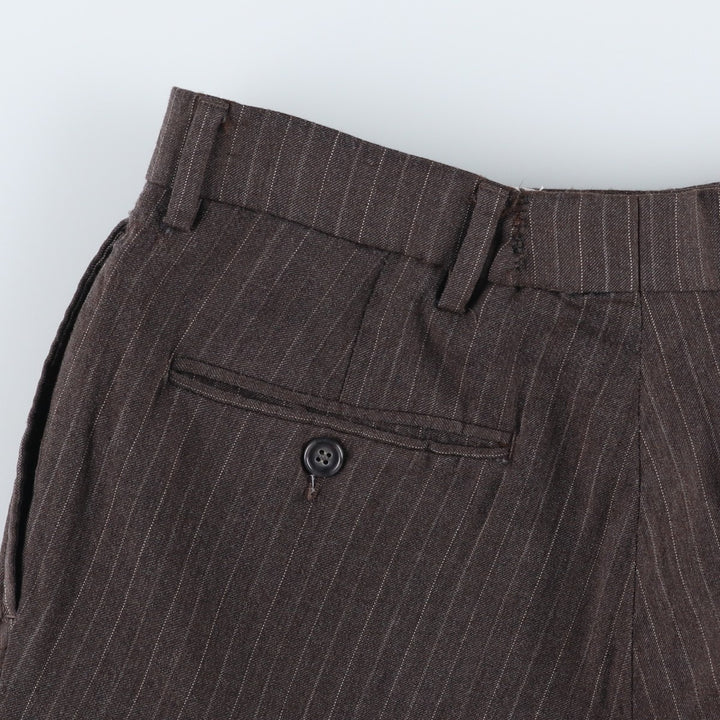 2000'S Nautica Stripe Pattern Two-Pleat Wool Slacks Pants Women's L (W30 equivalent) wool brown type Vintage Second Hand
