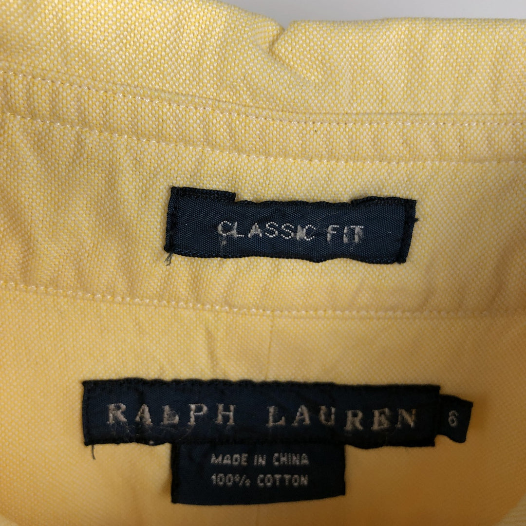 Ralph Lauren CLASSIC FIT Long-Sleeve Button-Down Shirt, Women's Size M (approx.) cotton yellow type Vintage Second Hand