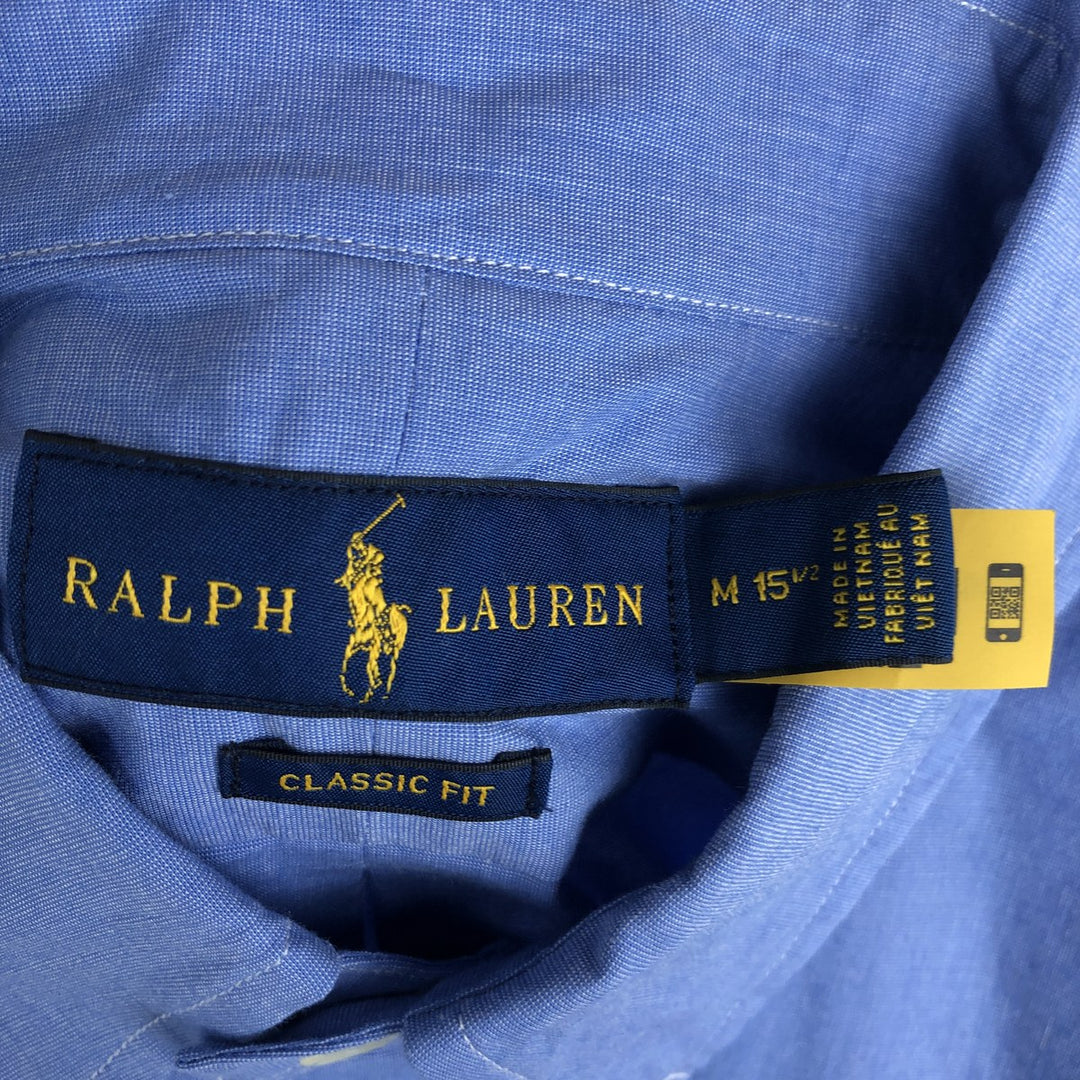Ralph Lauren CLASSIC FIT Long-Sleeve Button-Down Shirt, Women's Size M (approx.) cotton blue type Vintage Second Hand