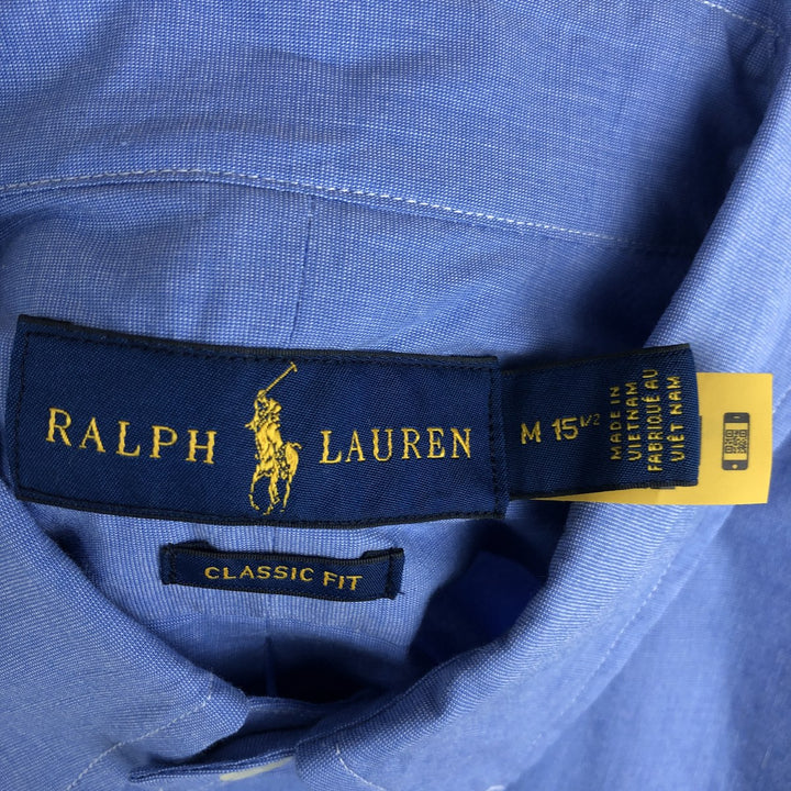 Ralph Lauren CLASSIC FIT Long-Sleeve Button-Down Shirt, Women's Size M (approx.) cotton blue type Vintage Second Hand