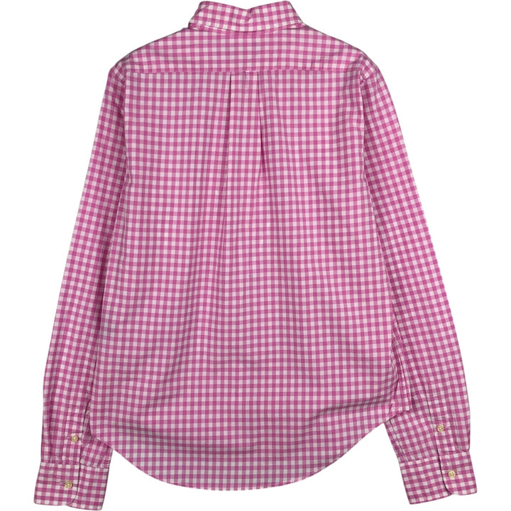 Ralph Lauren POLO RALPH LAUREN Gingham Check Long-Sleeve Cotton Check Shirt, Women's Size M (approx.) cotton pink type Vintage Second Hand