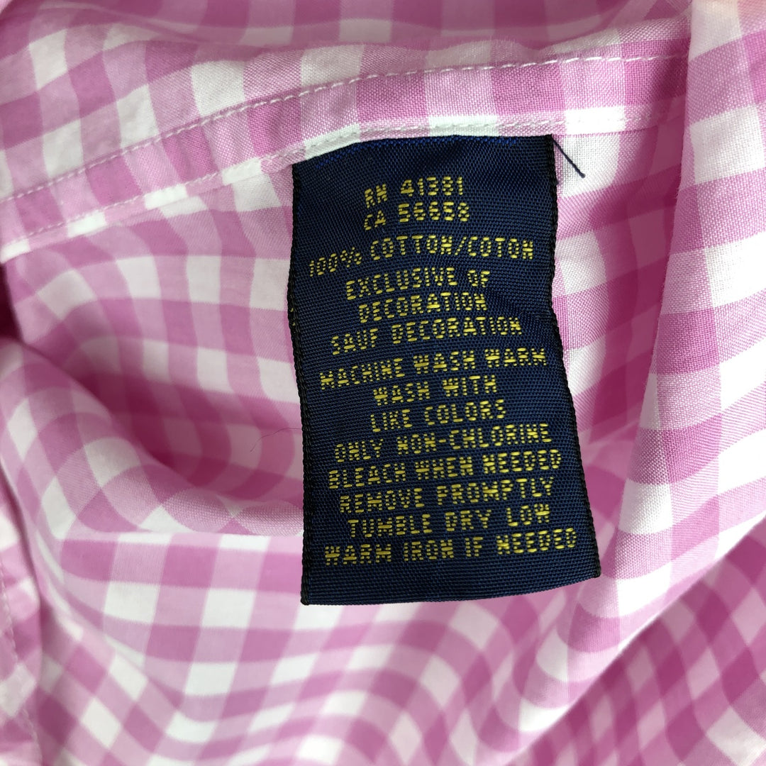 Ralph Lauren POLO RALPH LAUREN Gingham Check Long-Sleeve Cotton Check Shirt, Women's Size M (approx.) cotton pink type Vintage Second Hand