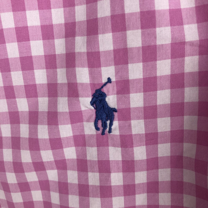 Ralph Lauren POLO RALPH LAUREN Gingham Check Long-Sleeve Cotton Check Shirt, Women's Size M (approx.) cotton pink type Vintage Second Hand