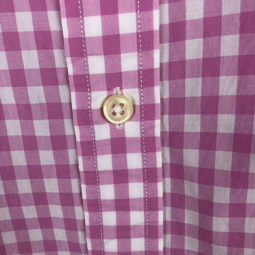 Ralph Lauren POLO RALPH LAUREN Gingham Check Long-Sleeve Cotton Check Shirt, Women's Size M (approx.) cotton pink type Vintage Second Hand