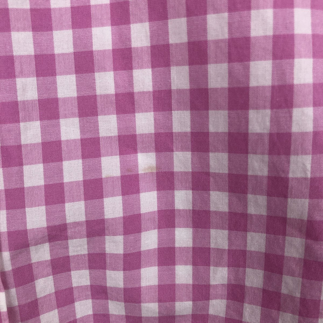 Ralph Lauren POLO RALPH LAUREN Gingham Check Long-Sleeve Cotton Check Shirt, Women's Size M (approx.) cotton pink type Vintage Second Hand