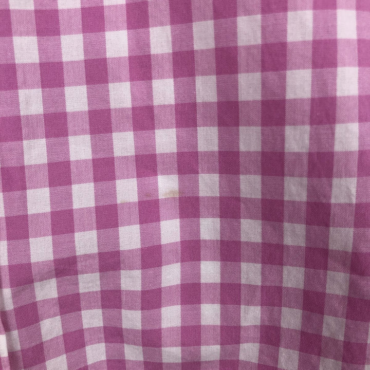 Ralph Lauren POLO RALPH LAUREN Gingham Check Long-Sleeve Cotton Check Shirt, Women's Size M (approx.) cotton pink type Vintage Second Hand
