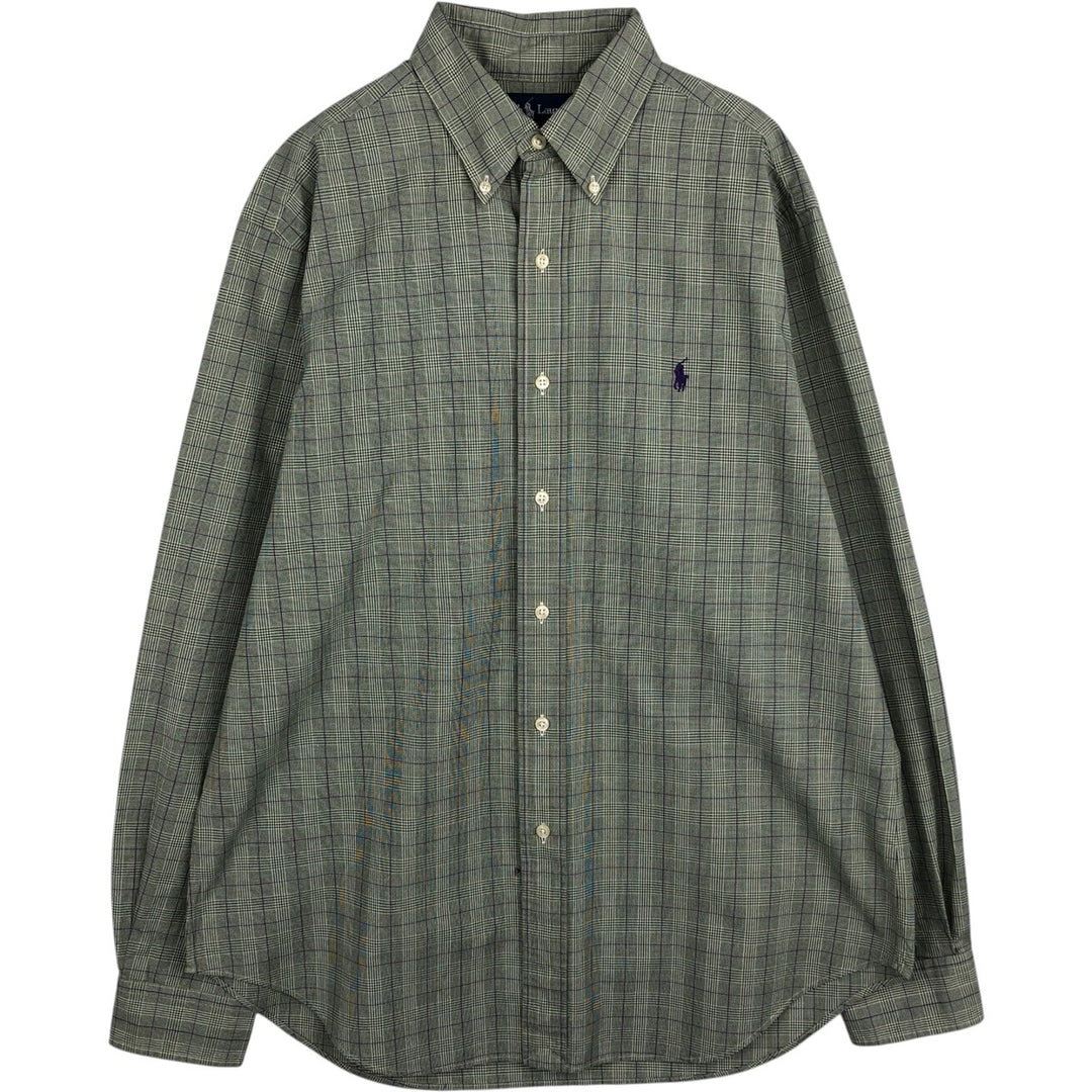 Ralph Lauren Classic Fit Long Sleeve Button Down Check Shirt Men's Size L cotton green type Vintage Second Hand