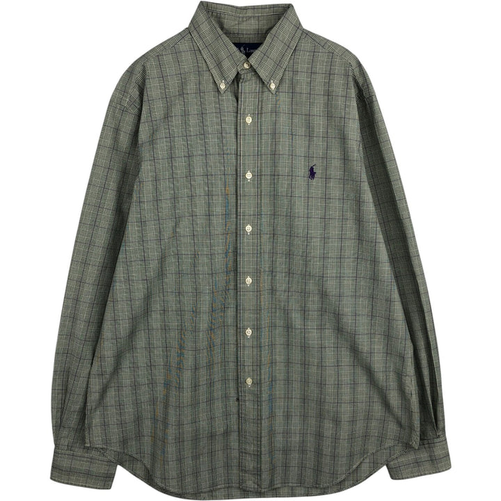 Ralph Lauren Classic Fit Long Sleeve Button Down Check Shirt Men's Size L cotton green type Vintage Second Hand