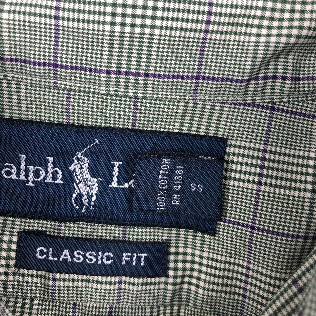 Ralph Lauren Classic Fit Long Sleeve Button Down Check Shirt Men's Size L cotton green type Vintage Second Hand