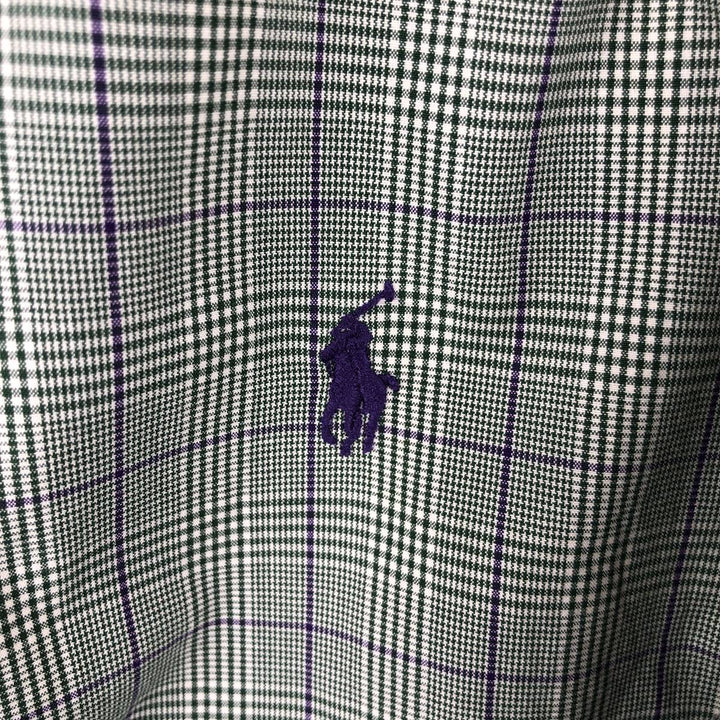 Ralph Lauren Classic Fit Long Sleeve Button Down Check Shirt Men's Size L cotton green type Vintage Second Hand