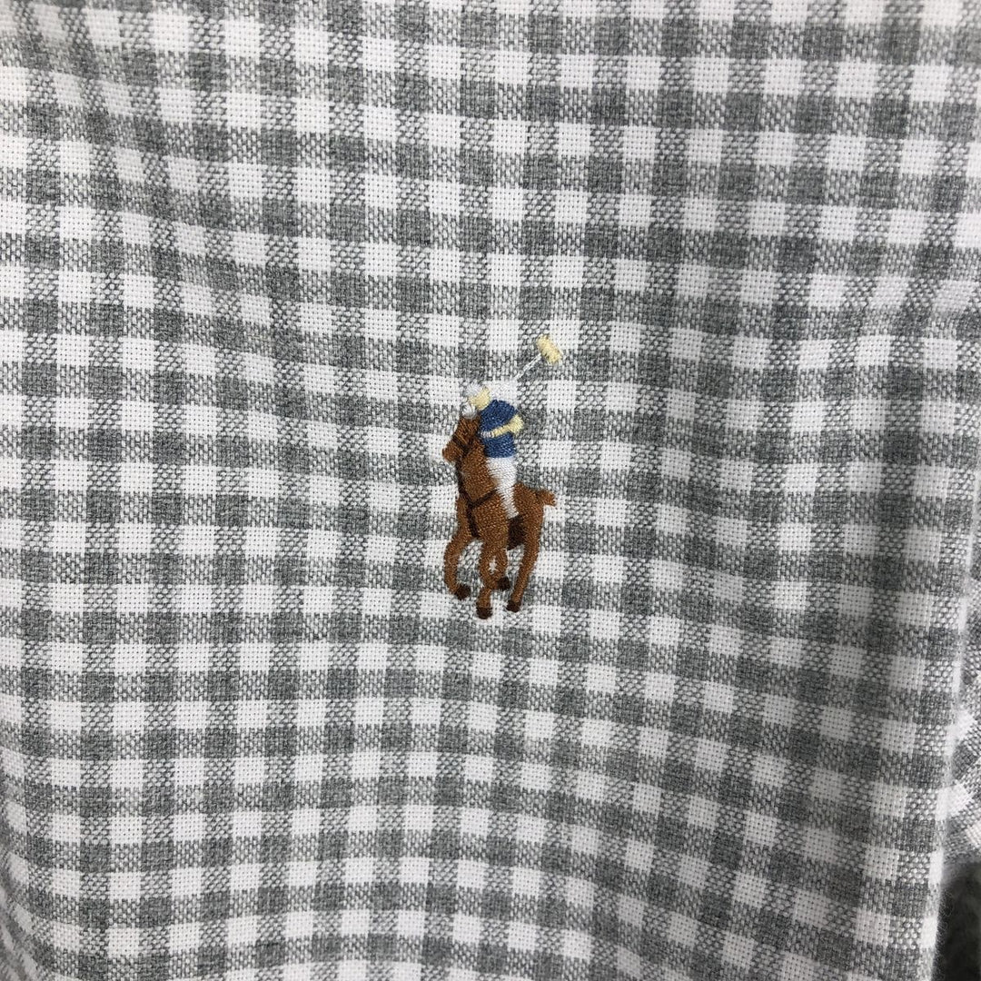 Ralph Lauren POLO RALPH LAUREN CLASSIC FIT Gingham Check Long-Sleeve Button-Down Check Shirt, Women's Size L (approx.) cotton gray type Vintage Second Hand