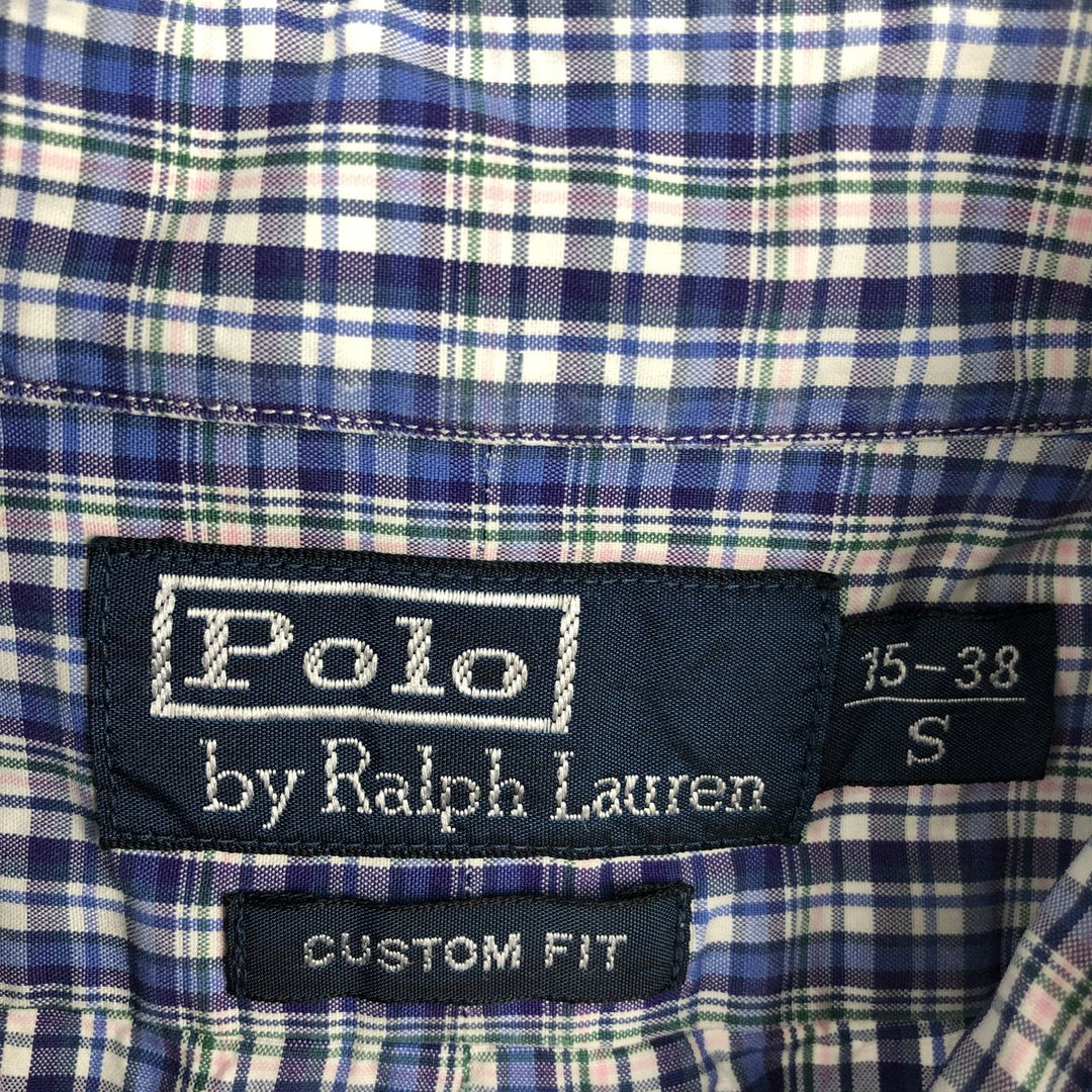 Ralph Lauren POLO by Ralph Lauren CUSTOM FIT Long-Sleeve Button-Down Check Shirt, Women's Size S (approx.) cotton blue type Vintage Second Hand