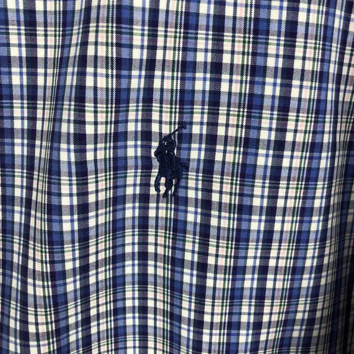 Ralph Lauren POLO by Ralph Lauren CUSTOM FIT Long-Sleeve Button-Down Check Shirt, Women's Size S (approx.) cotton blue type Vintage Second Hand
