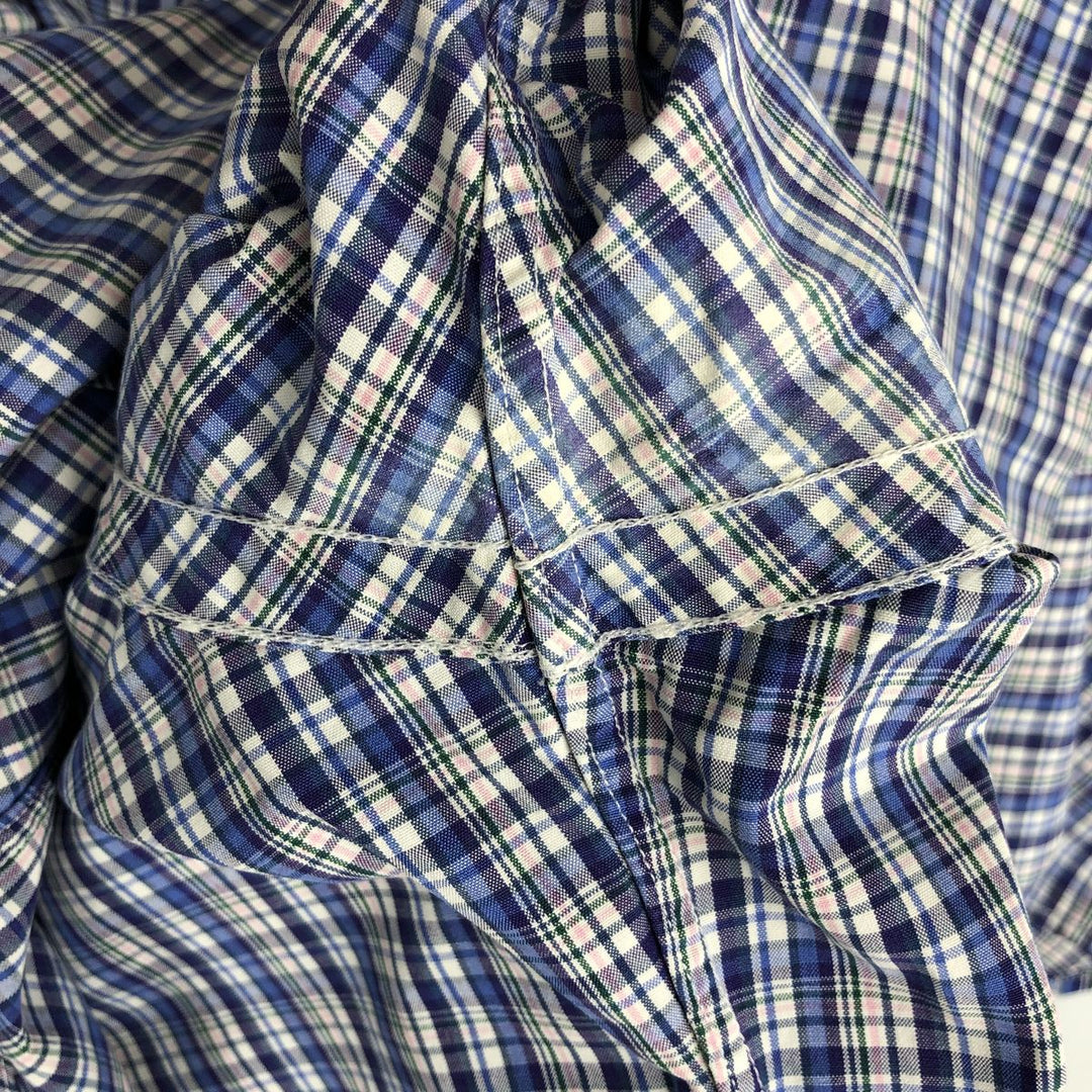 Ralph Lauren POLO by Ralph Lauren CUSTOM FIT Long-Sleeve Button-Down Check Shirt, Women's Size S (approx.) cotton blue type Vintage Second Hand
