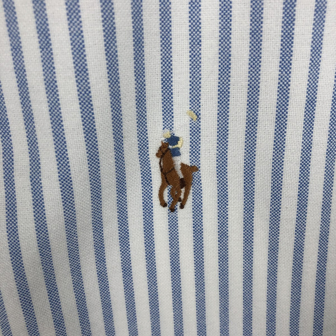Ralph Lauren Slim Fit Long Sleeve Button-Down Striped Shirt, Women's Size Medium cotton Blue type light blue Vintage Second Hand