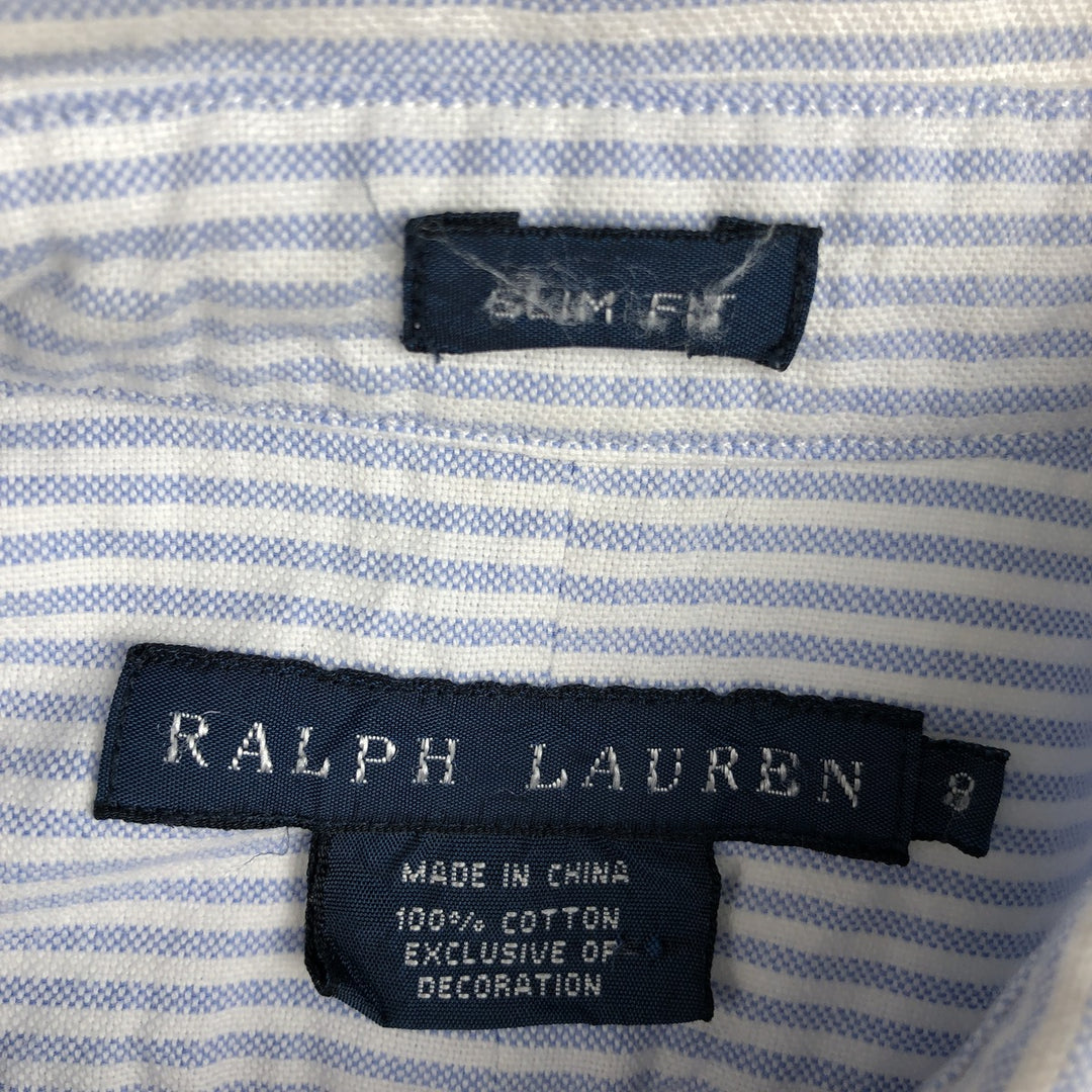 Ralph Lauren Slim Fit Long Sleeve Button-Down Striped Shirt, Women's Size Small cotton white type Vintage Second Hand
