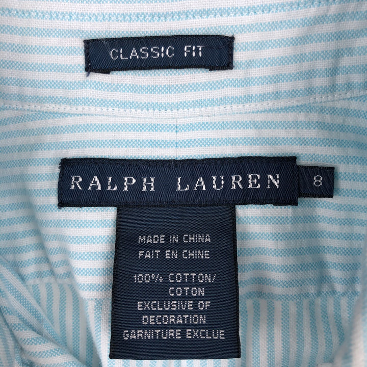 Ralph Lauren Classic Fit Long Sleeve Button-Down Striped Shirt, Women's Size Medium cotton Blue type light blue Vintage Second Hand