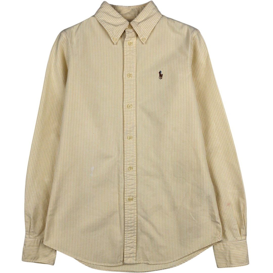 Ralph Lauren CUSTOM FIT Long-Sleeve Button-Down Striped Shirt, Women's Size XS (approx.) cotton yellow type Vintage Second Hand