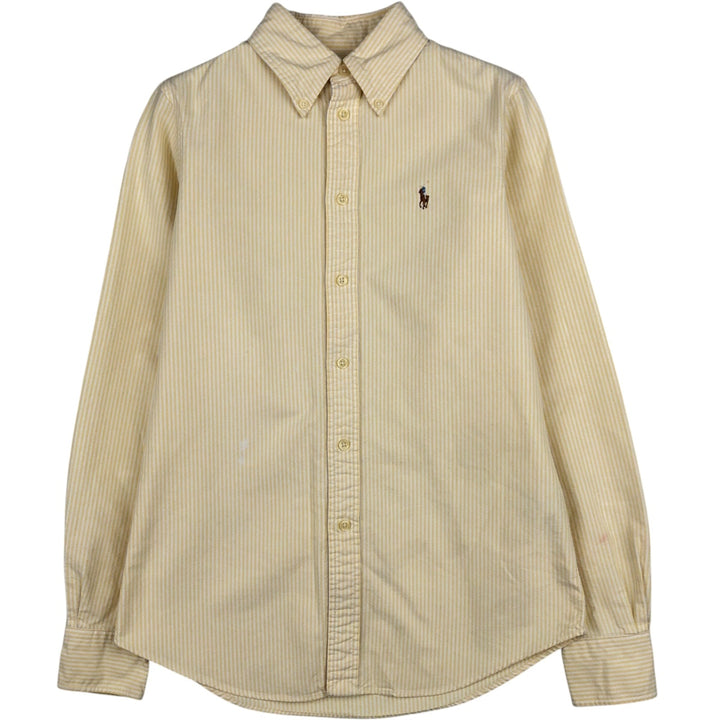 Ralph Lauren CUSTOM FIT Long-Sleeve Button-Down Striped Shirt, Women's Size XS (approx.) cotton yellow type Vintage Second Hand